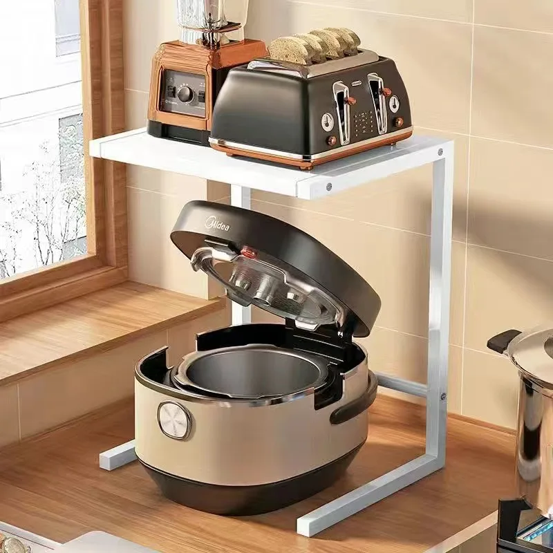 1pc Kitchen Countertop Storage Shelf Pull Out Air Fryer Rack Multi Functional Oven Storage Adjustable Height Kitchen Organizers 6