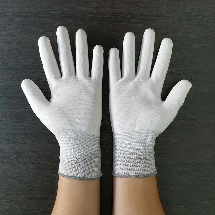 Anti Static Safe Gloves Electronic Working Gloves Polyester White PU Coated for Gardening Fishing-XS S M L guantes work gloves gardening gloves antistatic gloves
