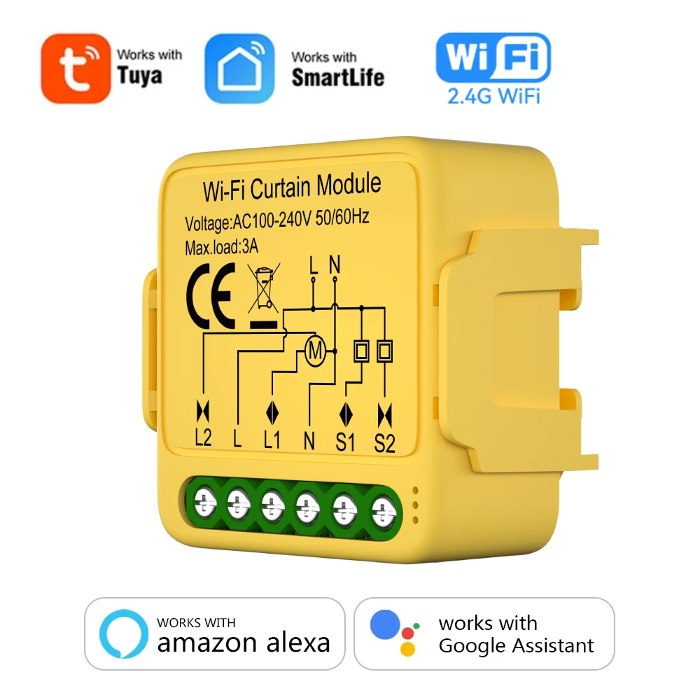 Smart WiFi & Zigbee Curtain Switch Module for Motorized Blinds - Voice Control Compatible