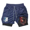 Anime Running Basketball 2 in 1 Quick Dry Men's Gym Sports Shorts Workout Jogging Pants Breathable Phone Pants M-3XL 1