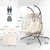 Outdoor Egg Swing Chair with Stand, 2 Person Patio Swing Chairs with Thick Cushions and Pillows, Wicker Double Egg Chair Swing 2