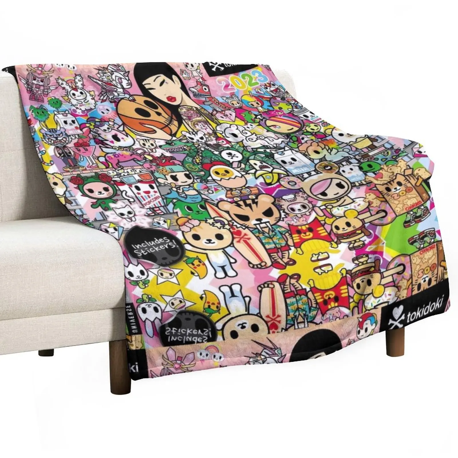 

donutella and his friends unicorns mofia collaboration Throw Blanket Decorative Sofa Travel Blankets