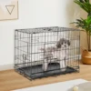 JHK Double Door Folding Metal Wire Dog Cage with Plastic Leak-Proof Pan Tray Extra Large Pet Kennel for Indoor Outdoor Travel 1