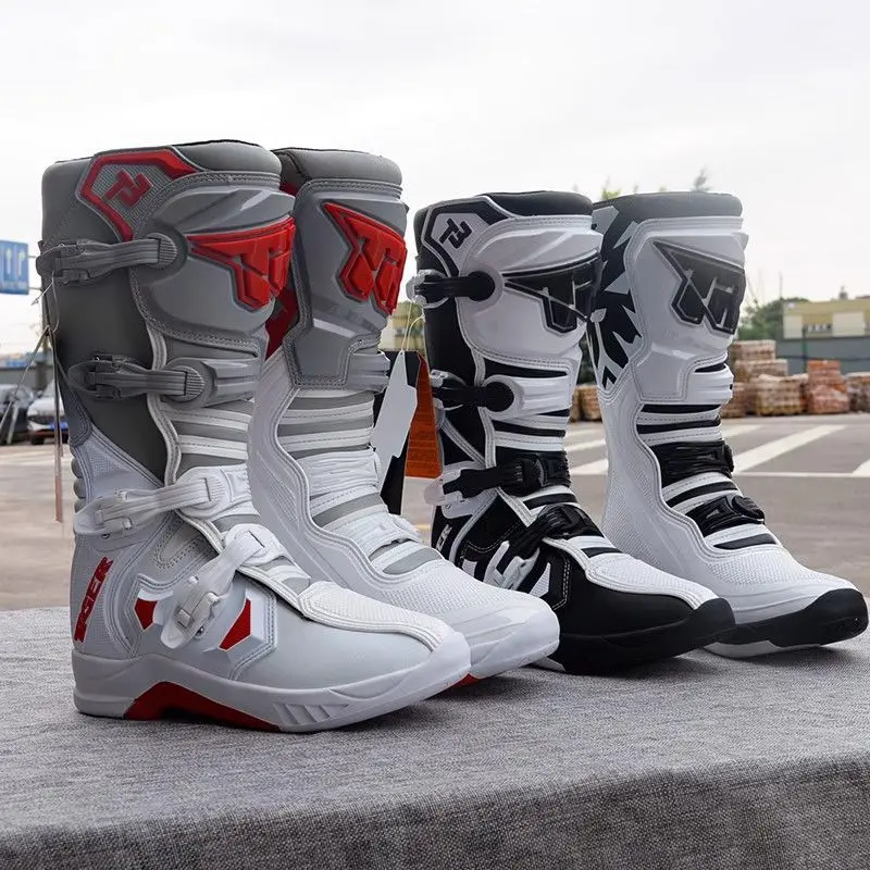 Retro Motocross Boots Motorcycle Boots Breathable Botas Moto Racing Motorboats Shoes Wear Motorcycle Shoe Protector