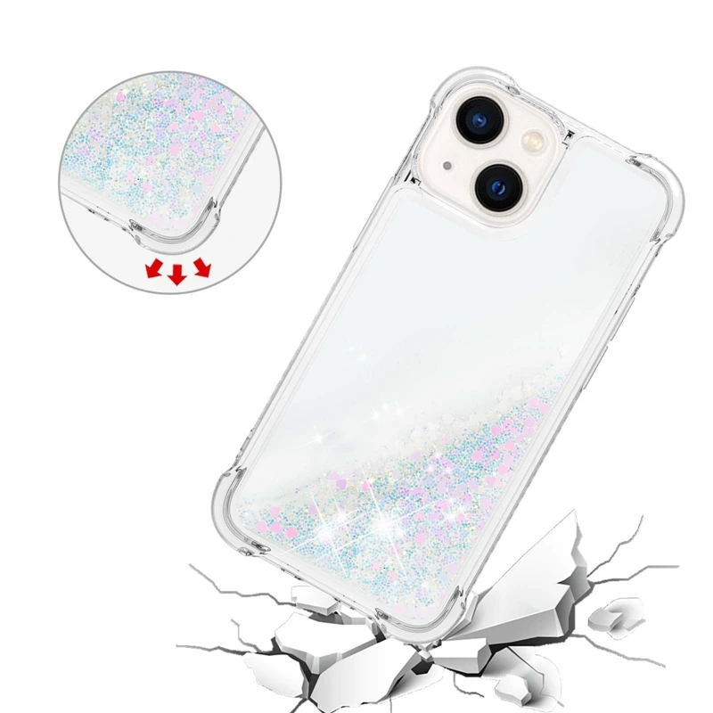 Sequined Quicksand Phone Case with Shell Design