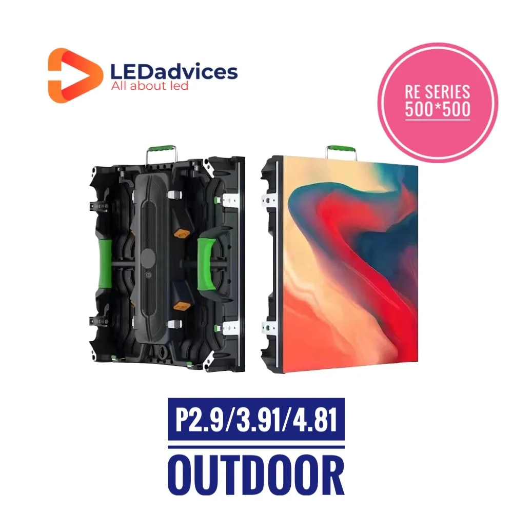 LEDadvices RE Series P2.9 P3.91 P4.81 500*500 Outdoor LED Screen Video Wall Digital Display 3840Hz Rental Fixed Installation ledadvices u max p3 91 outdoor led screen led video wall display for rental big screen cabinet 500x500mm 3840hz kinglight led