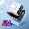 45W Fast Charging Head 2 Type-C 4 Ports Quick Charger Head Digital Display Phone Charging Adapter for iPhone 14 Xiaomi Samsung 3