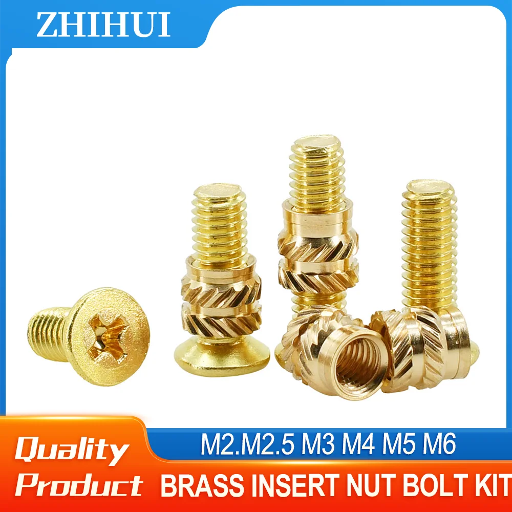 Copper Threaded Nut Inserts Brass Bolt Screw Kit Knurled 3D Printer Hot Melt Heating Insert Nuts