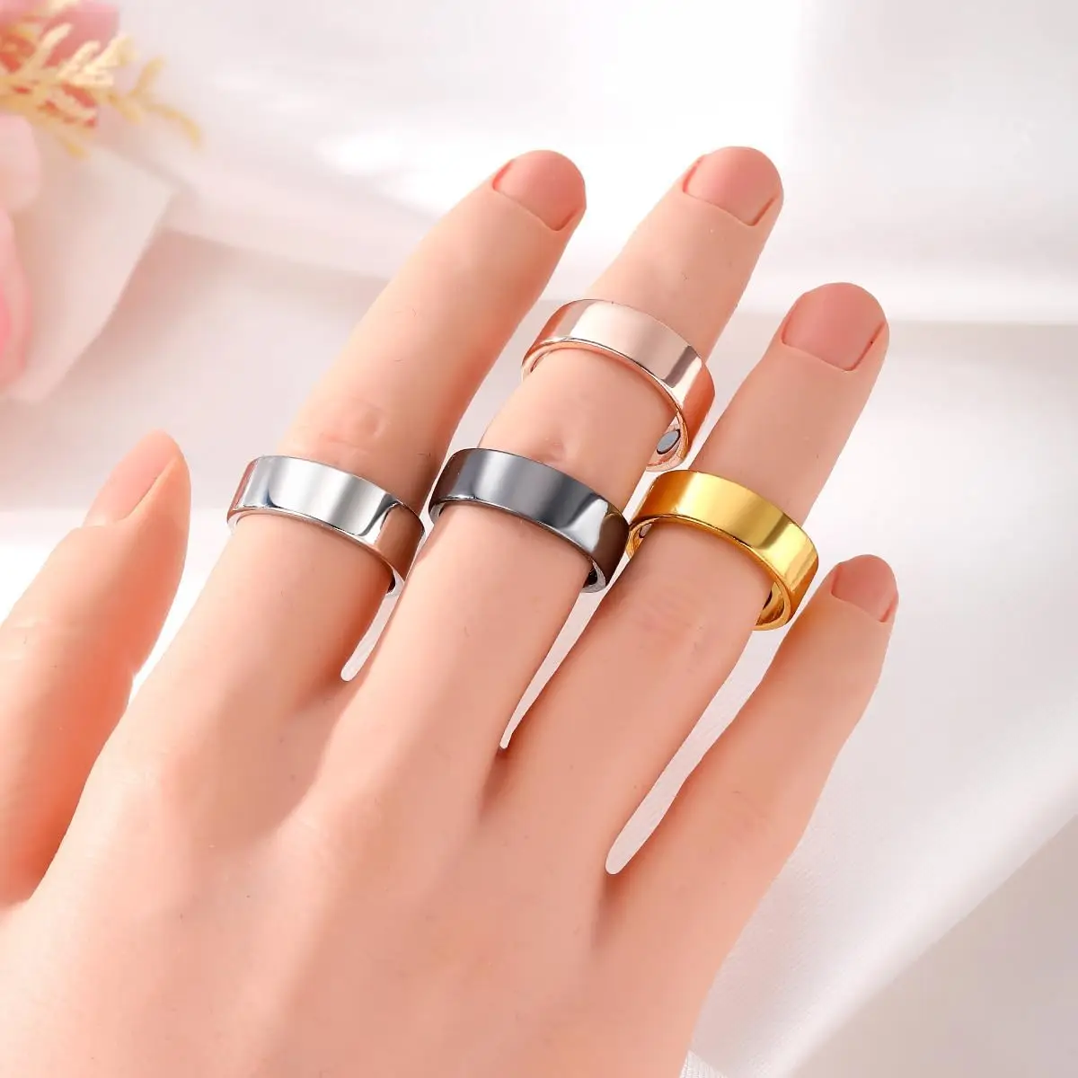 Calmi Titanium Ion Magtherapy Ring for Lymphatic Drainage and Migraine Relief
