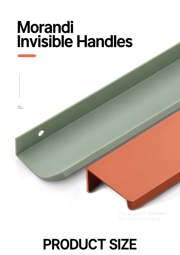 Description Picture 3 of itemOrange Grey Blue Green CoffeeHidden Cabinet Handles Stainless steel Kitchen Cupboard Pulls Drawer Knobs Furniture Handle handle