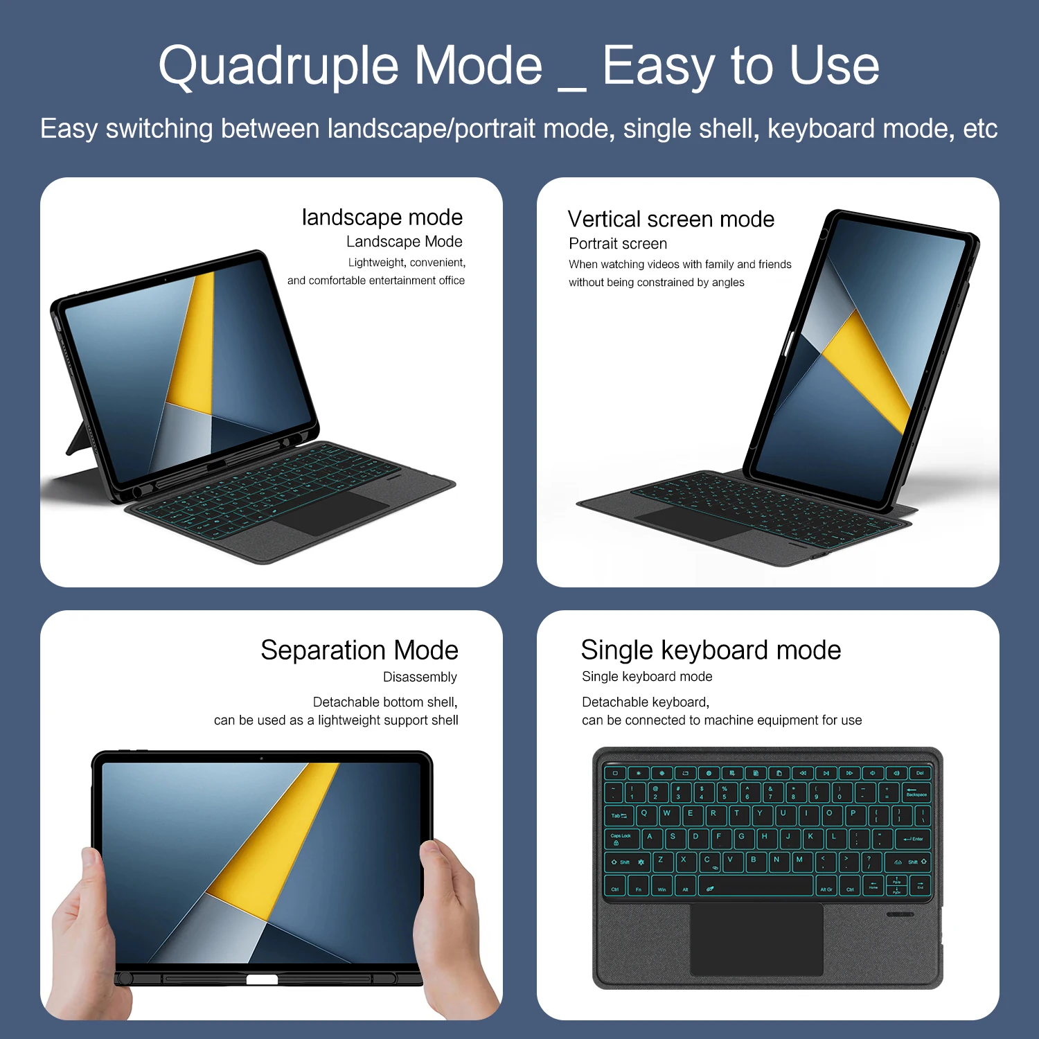 Detachable Touchpad Keyboard Cover with Pen Slot