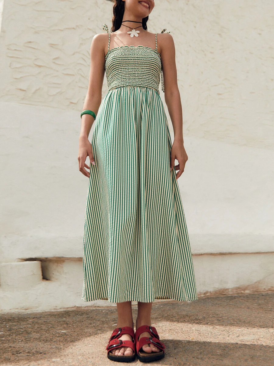 Rebekka Stripe Strikbluse - Sand