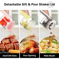 12 pcs Glass Spice Jars with Bamboo Lids Include with Minimalist Spice Labels Stickers Collapsible Funnel Kitchen Spice Jar Set 2