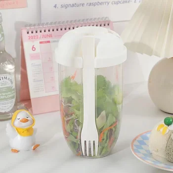 New Salad Cup Breakfast Oatmeal Cereal Nut Yogurt Container Set with Fork Sauce Cup Lid Kitchen Food Taper Bowl Lunch Box 2