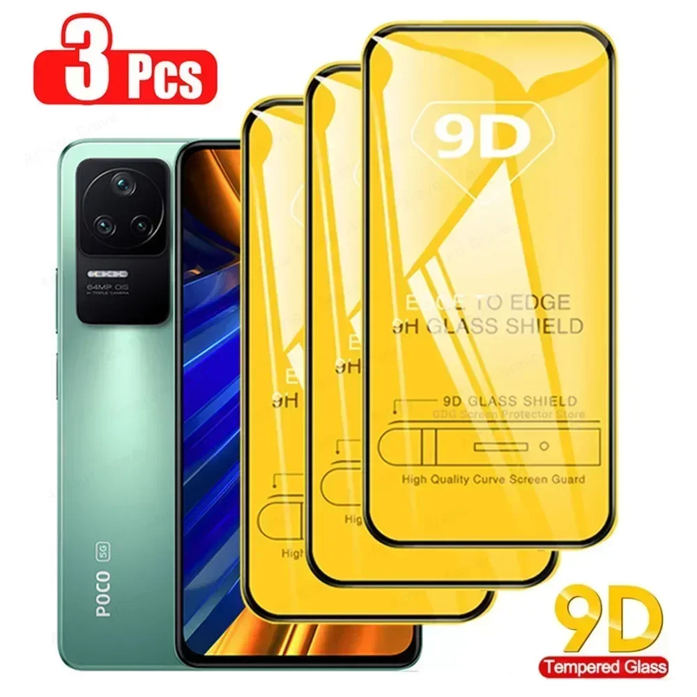 

Закаленное стекло 9D для Xiaomi Poco F4 GT X4 Pro X3 NFC M4 M3 Pro F3 C40, 3 шт.