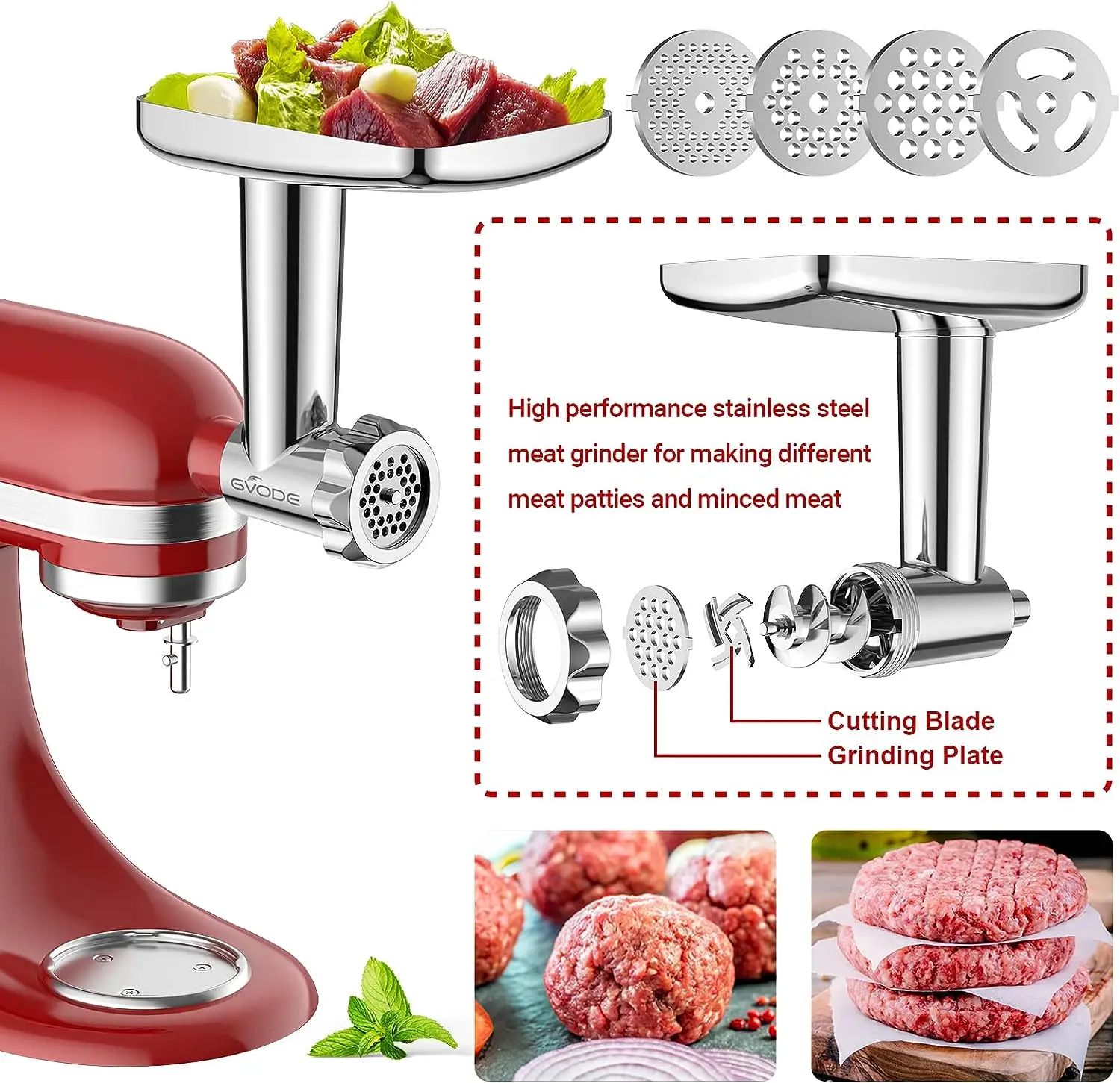 Stainless Steel Food Grinder Attachment Accessories for KitchenAid