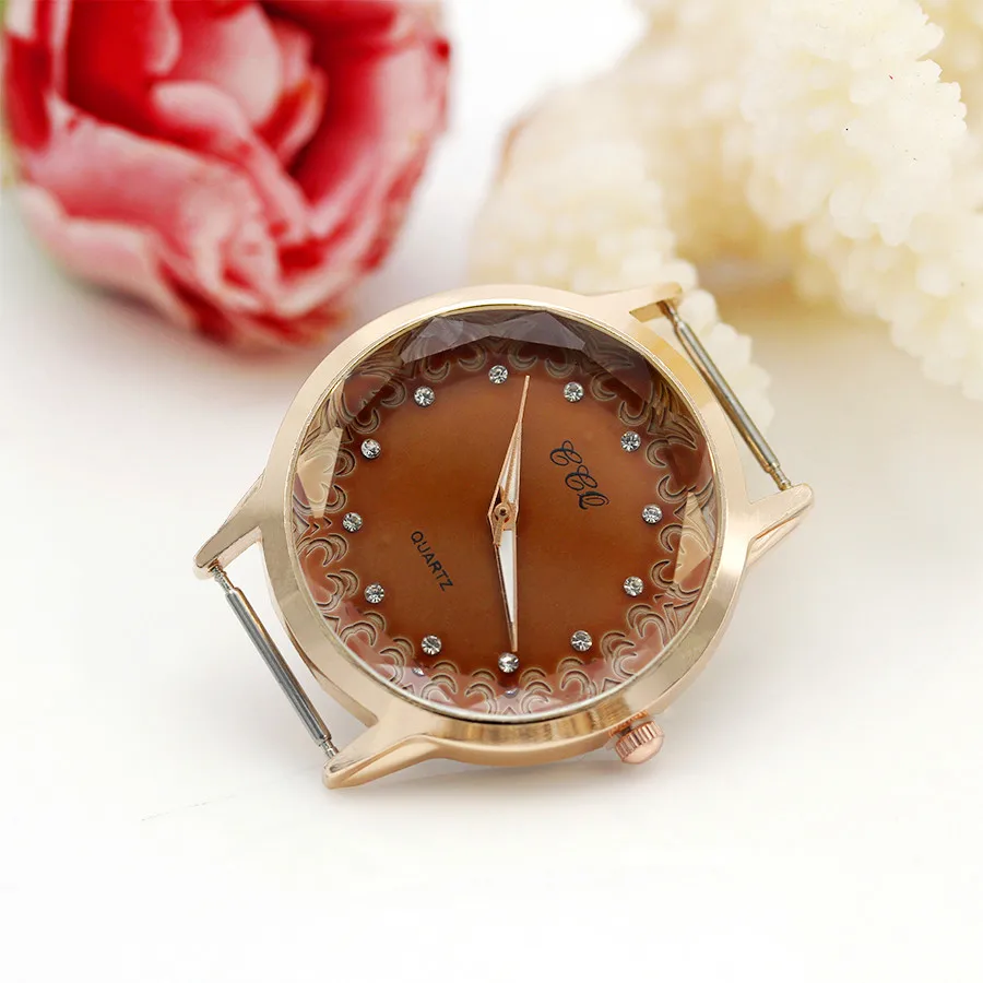 Shsby Diy Personality Watch Header New Style Rose Gold Diamond Surface Watch Head With Heart Lace Watch Accessories 16mm