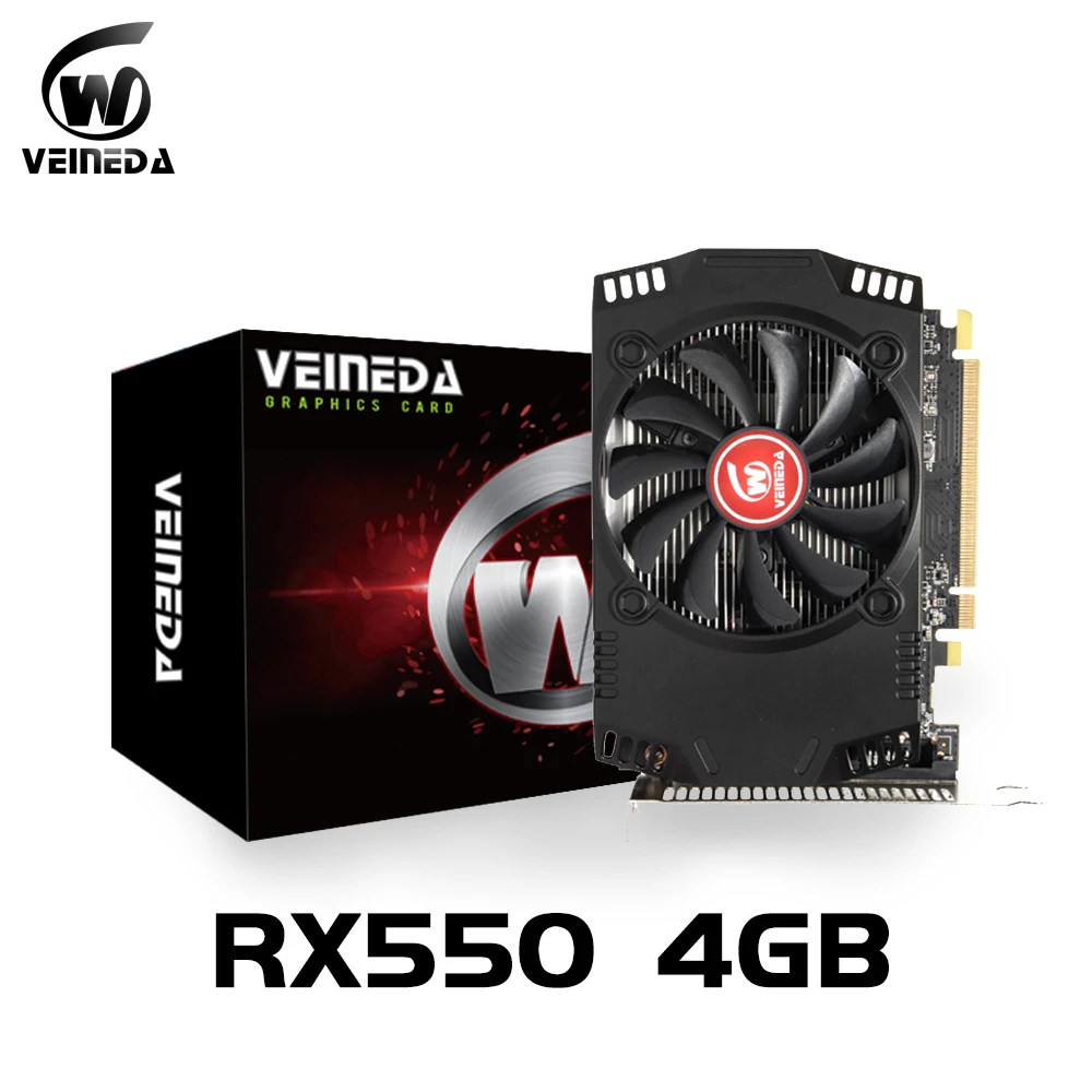 video card for gaming pc VEINEDA Original RX 550 4GB Video Cards GPU GDDR5 Graphics Cards PC Desktop Computer Game Map PCI-E X16 for AMD Radeon RX550 4GB video card for gaming pc