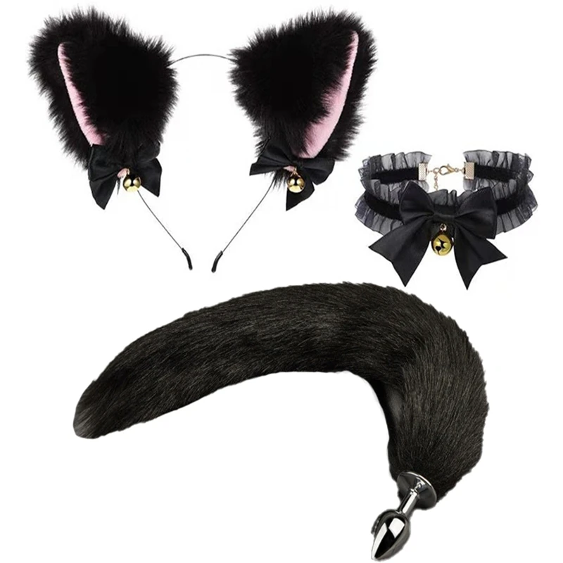 Fox Tail Anal Plug Sex Toys Metal Butt Anal Plug Cute Soft Cat Ears Headbands Erotic Cosplay Couples Accessories For Women Men