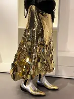 Women's Plus Size Formal Skirts Elegant Gold Long Sequin Party Club Evening High Waist Skirts Female Casual Cocktail Skirts - Image 4