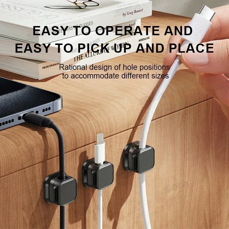 1/6/12Pc Magnetic Charger Wire Cord Clips Adhesive Wire Cable Holder Cable Organizer Holder for Charger Wire Desk Car and Travel