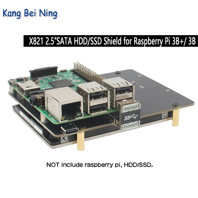 Geekworm Raspberry Pi 3 B + / 3B Sata, X821 Scheda Di Espansione Nas Sata Hdd/Ssd Da 2.5"