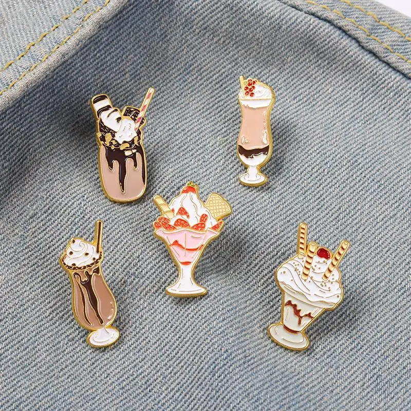 

Ice Cream Enamel Pins Chocolate Strawberry Cookies Brooches Bag Hat Lapel Pin Badge Dessert Shop Decoration Jewelry
