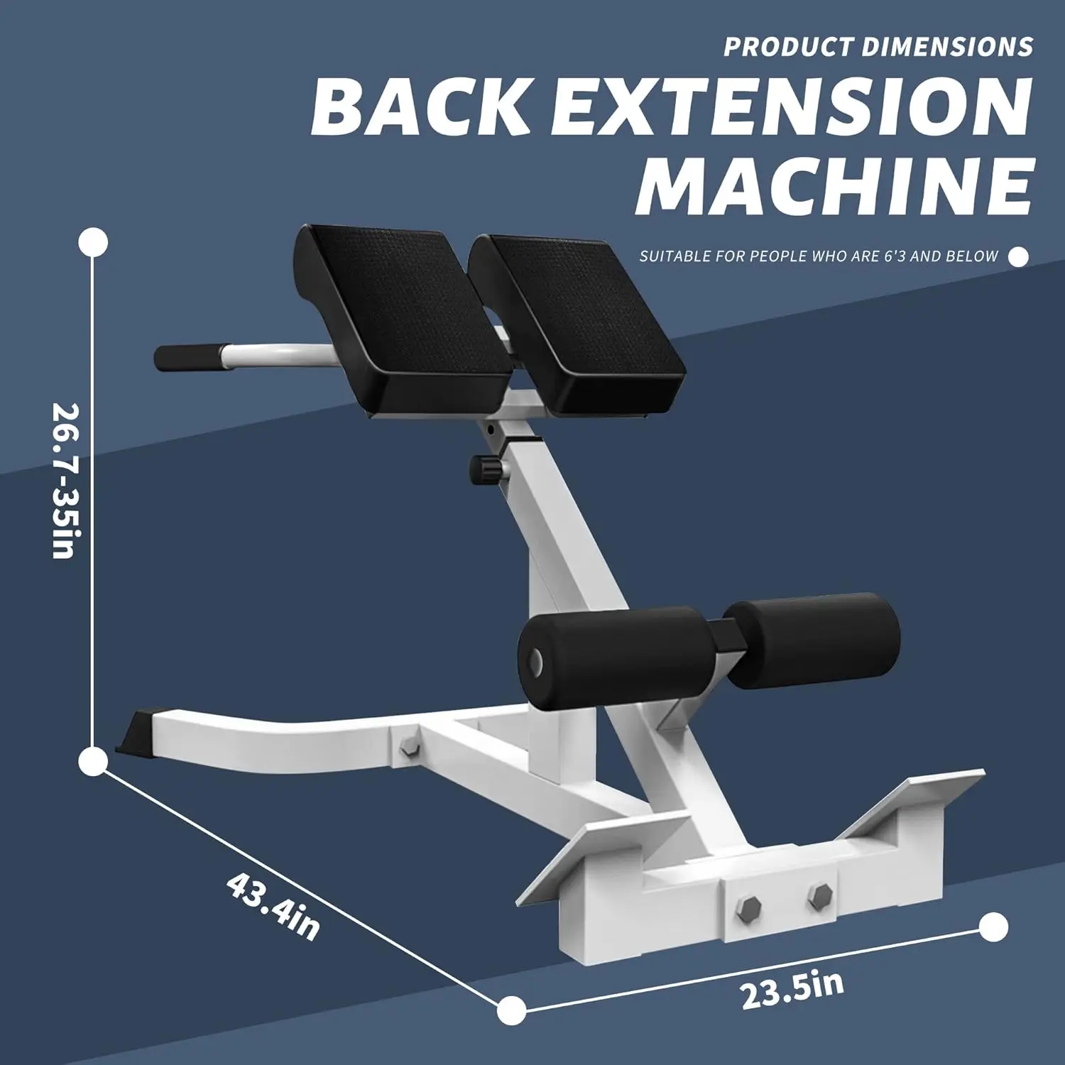 Back Extender-Angle & Height Dual Adjustable Hyperextension Bench for Home Gym-Adjustable Back Exercise Machine