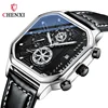 CHENXI 904 Men Quartz Watches Square Dial Wristwatch Chronograph Calendar Luminous Leather Strap Fashion Sports Men's Watch 1