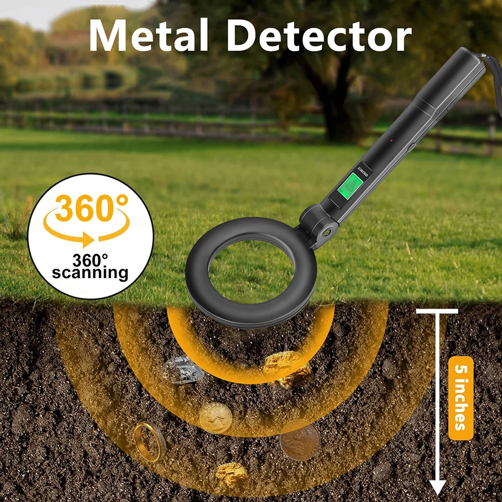 Metal Detector High Sensitivity Gold Silver Search Treasure Getector Metal Finder 360 Degree Handheld Alarm Coil Detect Tools