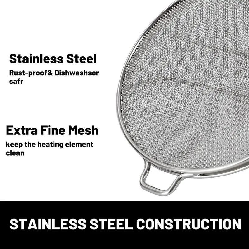 Splatter Shield Stainless Steel Fine Mesh Splatter Screen Double-layer Splash Screen Air Fryer Accessories Guards for F