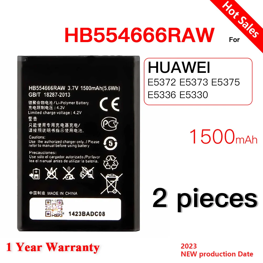 100% Batteria Originale Hb554666Raw 1500Mah Per Huawei 4G Lte Router Wifi Portatile E5372 E5373 E5375 Ec5377 E5330 Batterie