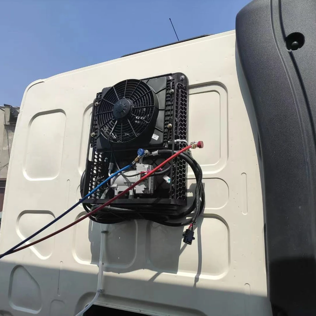 배터리 전원 범용 자동차 스플릿 에어컨, 주차 트럭 지게차 도저 트랙터 에어컨, 12V, 24V