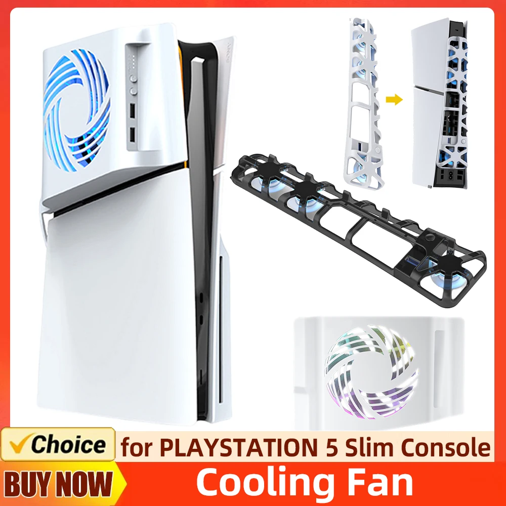 측면 장착 냉각 선풍기 USB 허브, RGB 조명 포함, 조용한 콘솔 쿨러, PS5 슬림 액세서리, 플레이스테이션 5 슬림 콘솔용