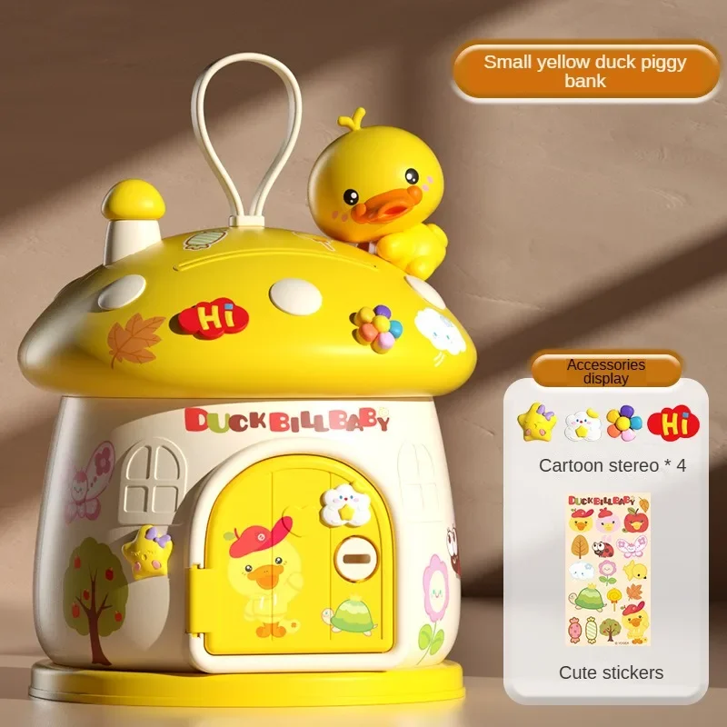 Children Cute Cartoon Mushroom Molding Piggy Bank 3D Stickers for Creative DIY Desktop Ornaments Key Protection Gifts for Kids
