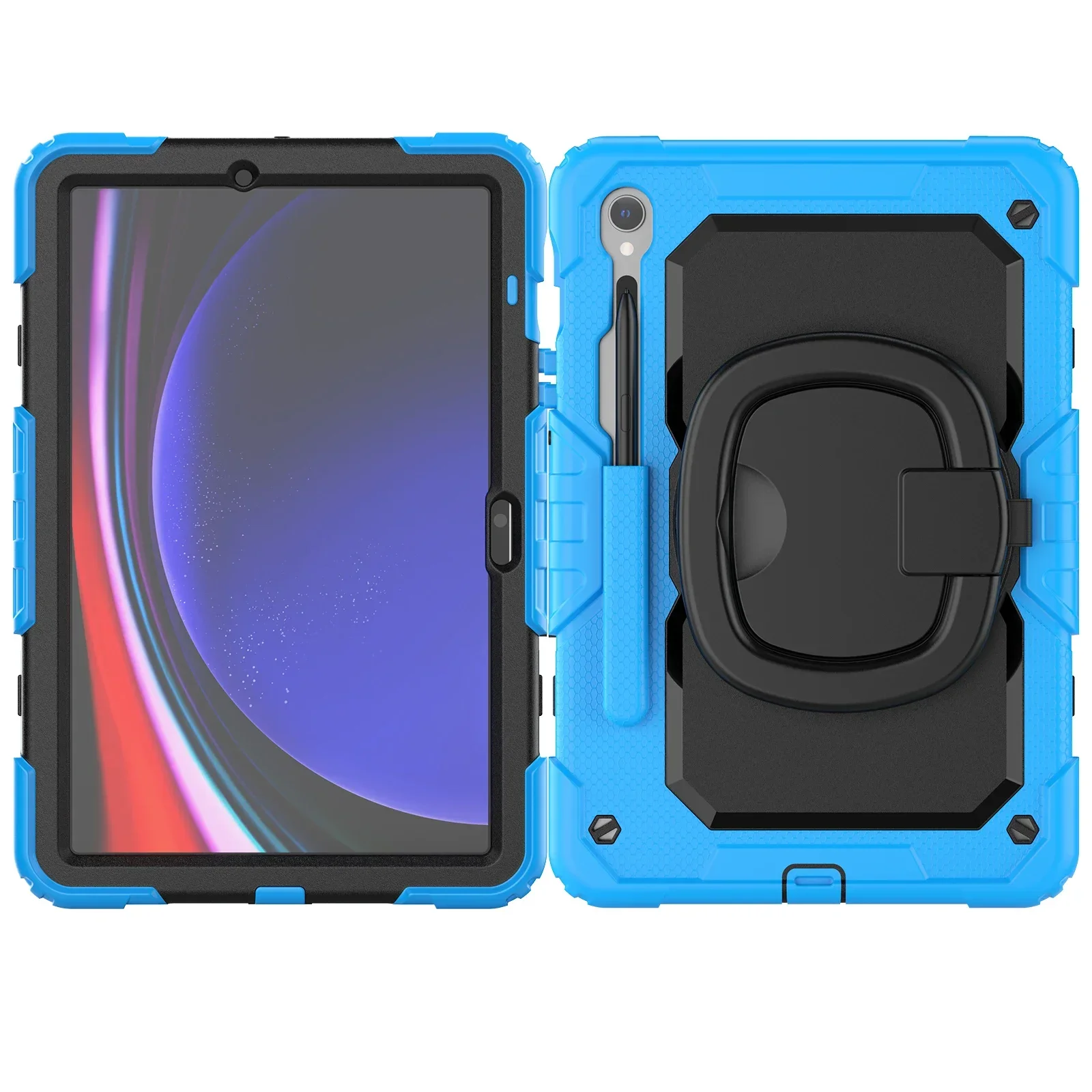 Shockproof Tablet Case with 360° Rotatable Stand & Shoulder Strap - Kids Protective Cover