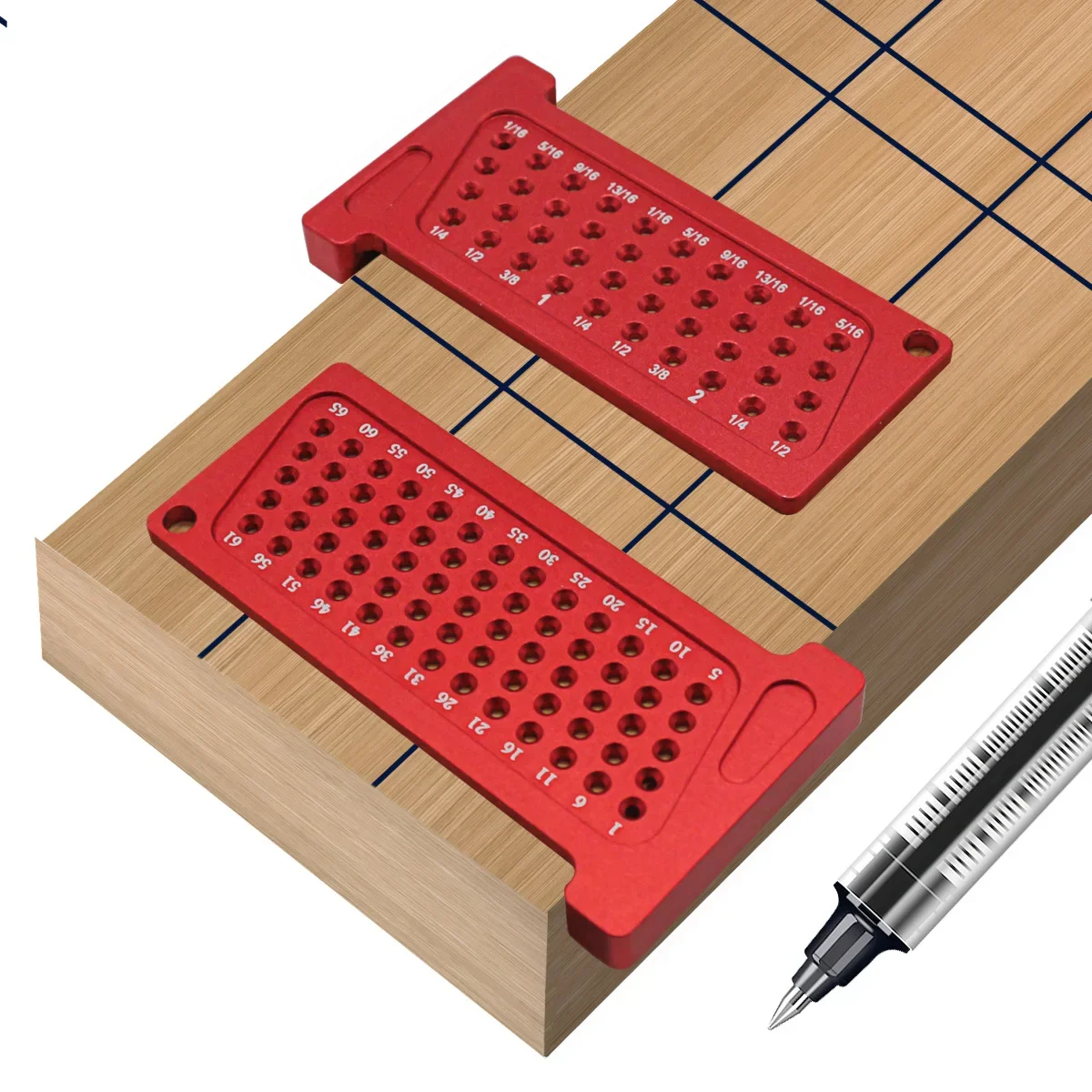 Woodworking Ruler Metric/Inch Precision T-Ruler Aluminum Pocket Marking Gauge Carpentry Cross Calibration Hole Scribing Ruler