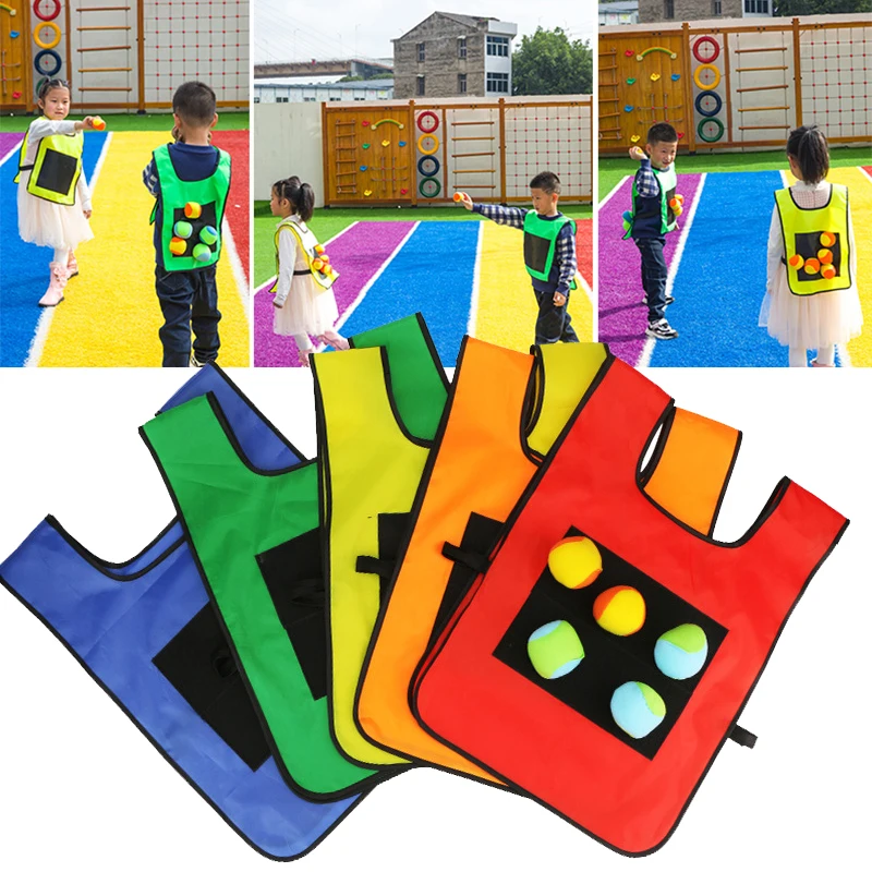 Outdoor Sport Game Props Vest Sticky Jersey Vest Game Waistcoat With Sticky Ball Throwing Toys For Children Kids Sports Toy