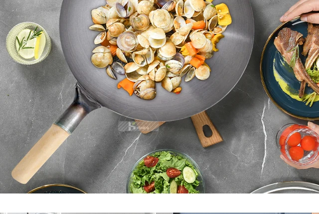 Big Wok Cast Iron Wok - 34-80cm Large Capacity Stir-Fry Pan - Multipurpose  Stainless Steel Saute Pan,60CM (Size : 70CM)