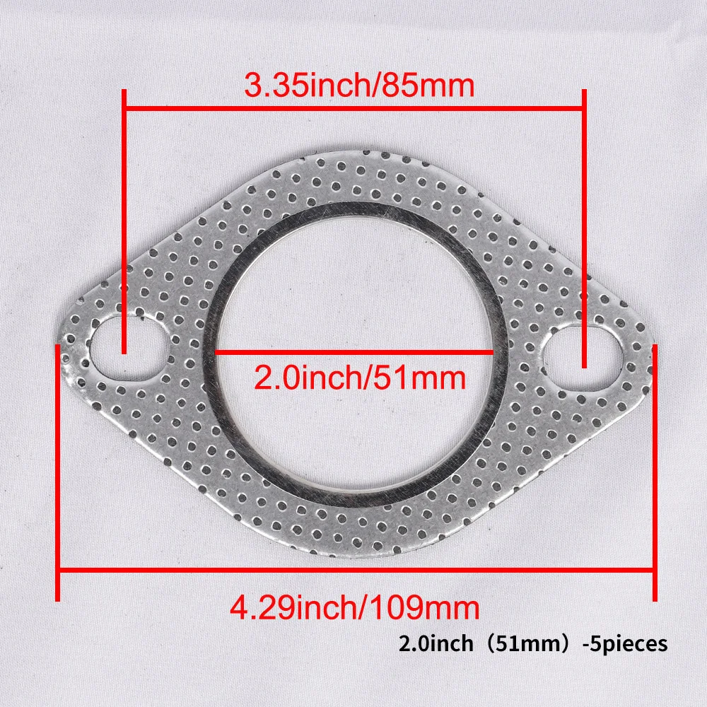 1/5pcs Car Exhaust Downpipe Flange Gasket 51/55/60/63/70/76mm Exhaust Pipe Intake Tube Gasket 2.0/2.16/2.36/2.5/2.75/3.0 inch