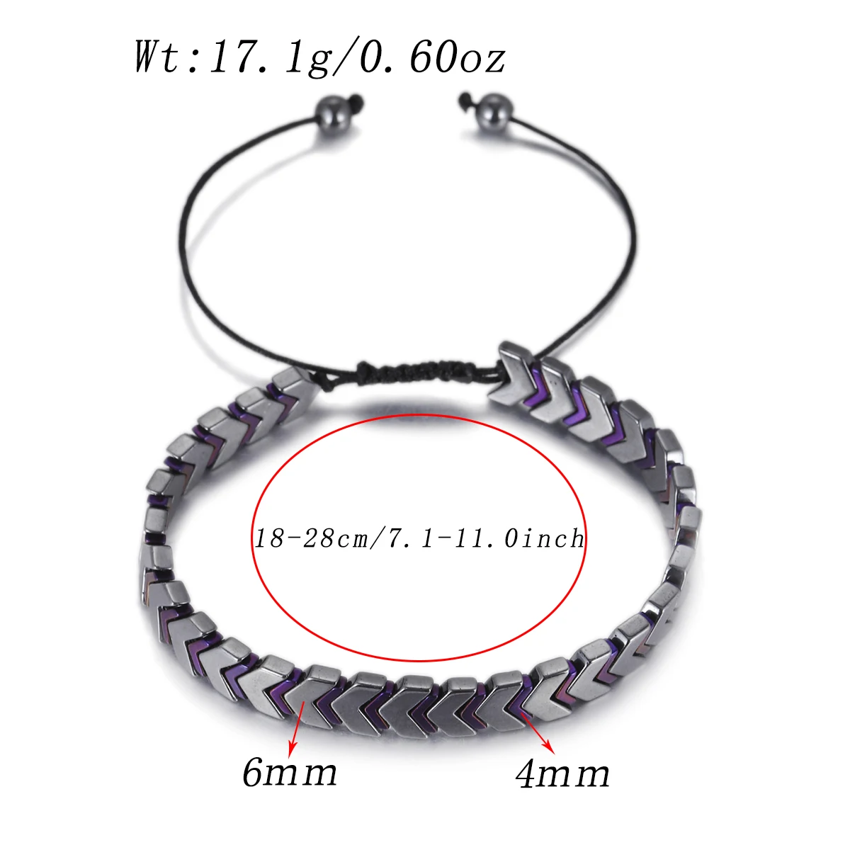 New Hematite Stone Arrow Adjustable Bracelet Men Jewelry Weight Loss Magnetic Therapy Beaded Health Care Bracelets Pulsera Gift