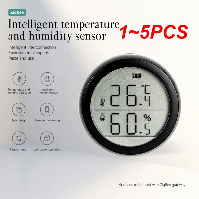 

1~5PCS Digital Thermometer Work With Alexa And Home Battery Powered Tuya Long Standby Thermometer Detector