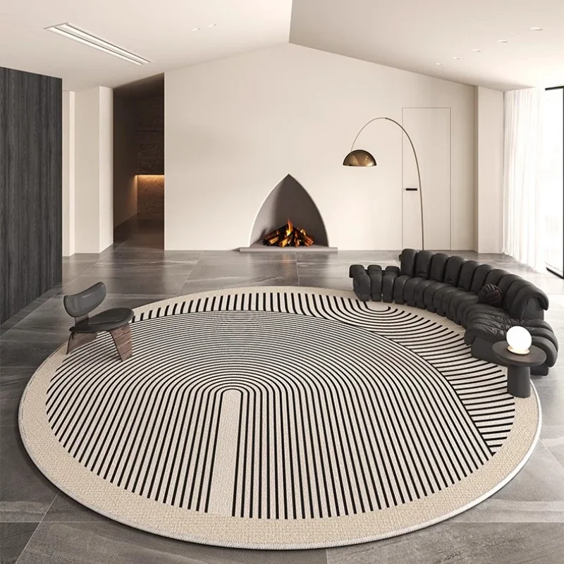 Carpet for Living Room Modern Simple Soft Coffee Table Rug Circular Line Pattern Plush Fluffy Bedroom Bedside Mat Alfombra 담요 3