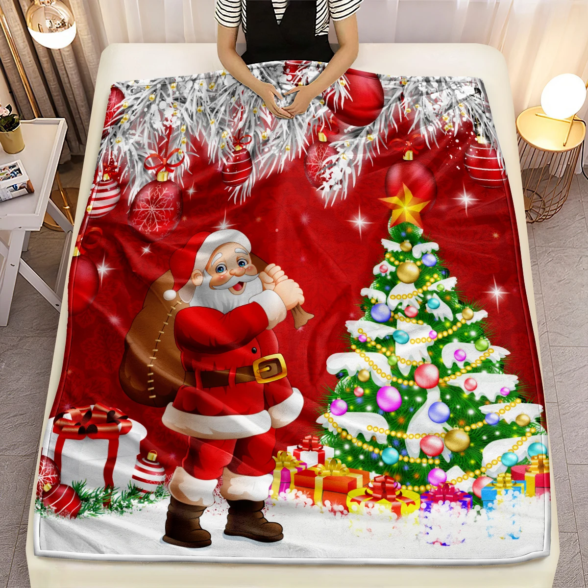 Christmas Tree Blanket Microfiber Super Soft Throw Blankets For Bed Bedspread Sofa Decorative Camping Picnic Winter Warm Blanket