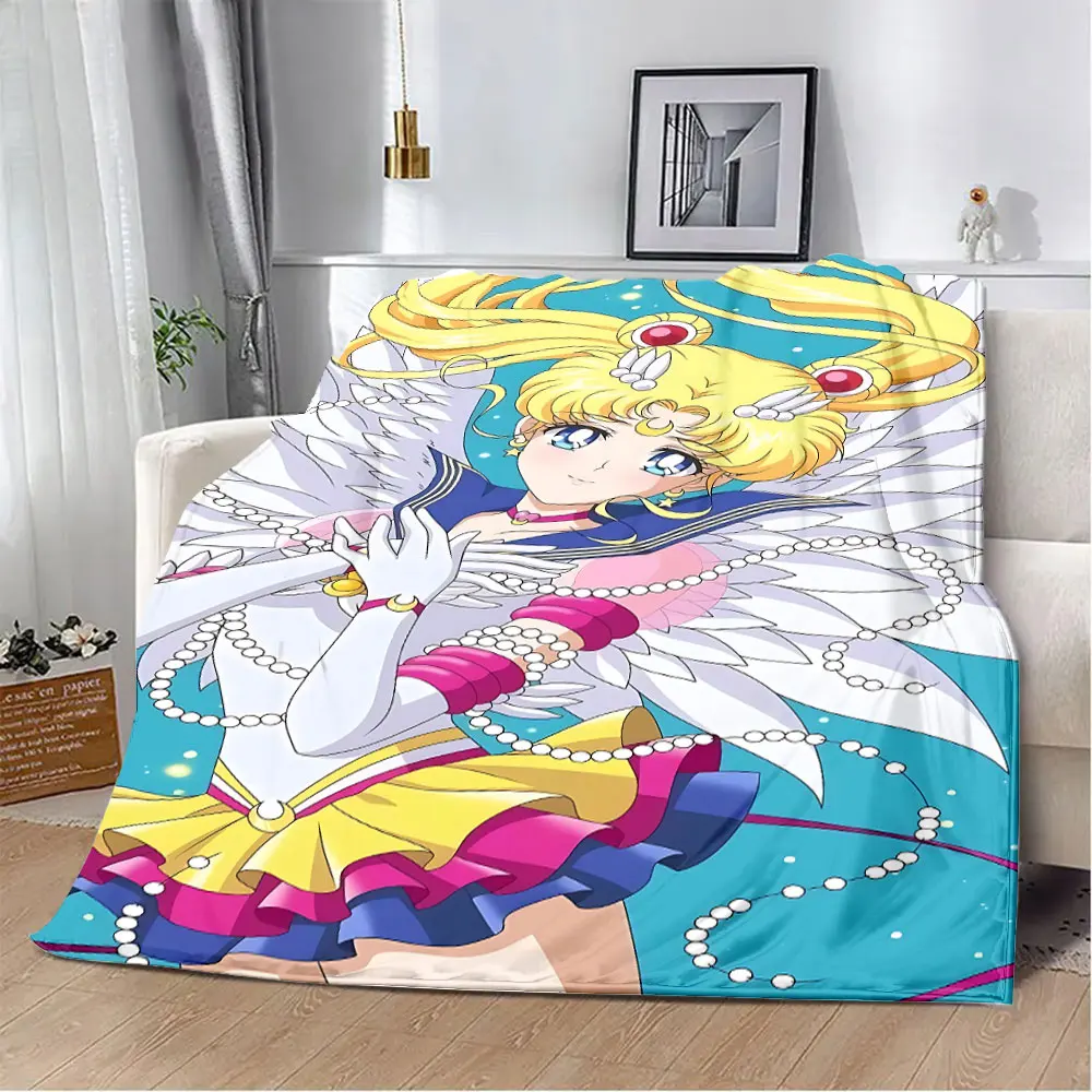 Cute S-Sailor-Moon 3D Cartoon Printed Blanket Picnic Blankets Warm Blanket Soft and Comfortable Blanket Home Travel Birthday 2