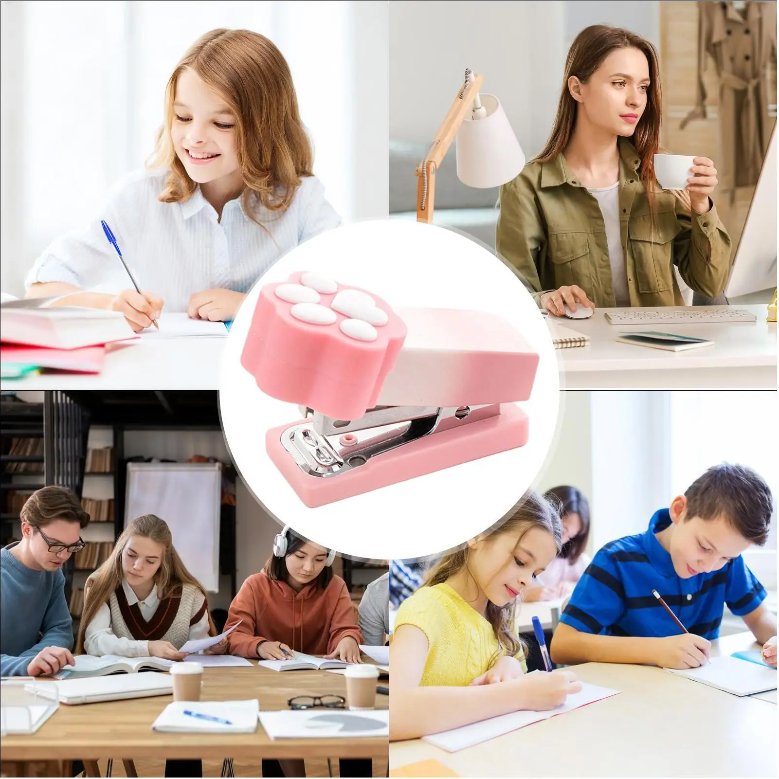 미니 스테이플러 고양이 발톱 모양 귀여운 소형 스테이플러 휴대용 스테이플러 어린이 학생 교실 학교 사무실 여행 크리스마스 2-15매용