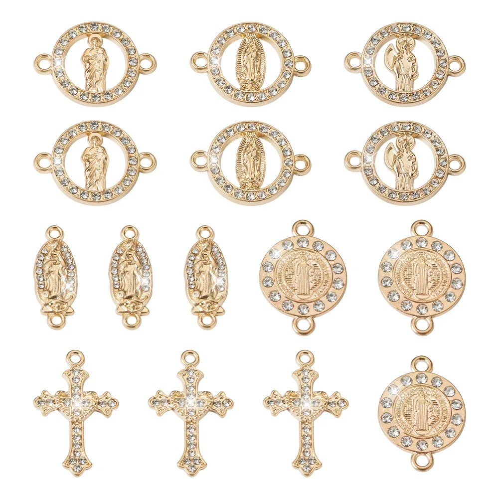 

36pcs Crystal Rhinestone Cross Religion Alloy Pendants Charms for Women DIY Necklace Bracelet Connector Jewelry Making Findings