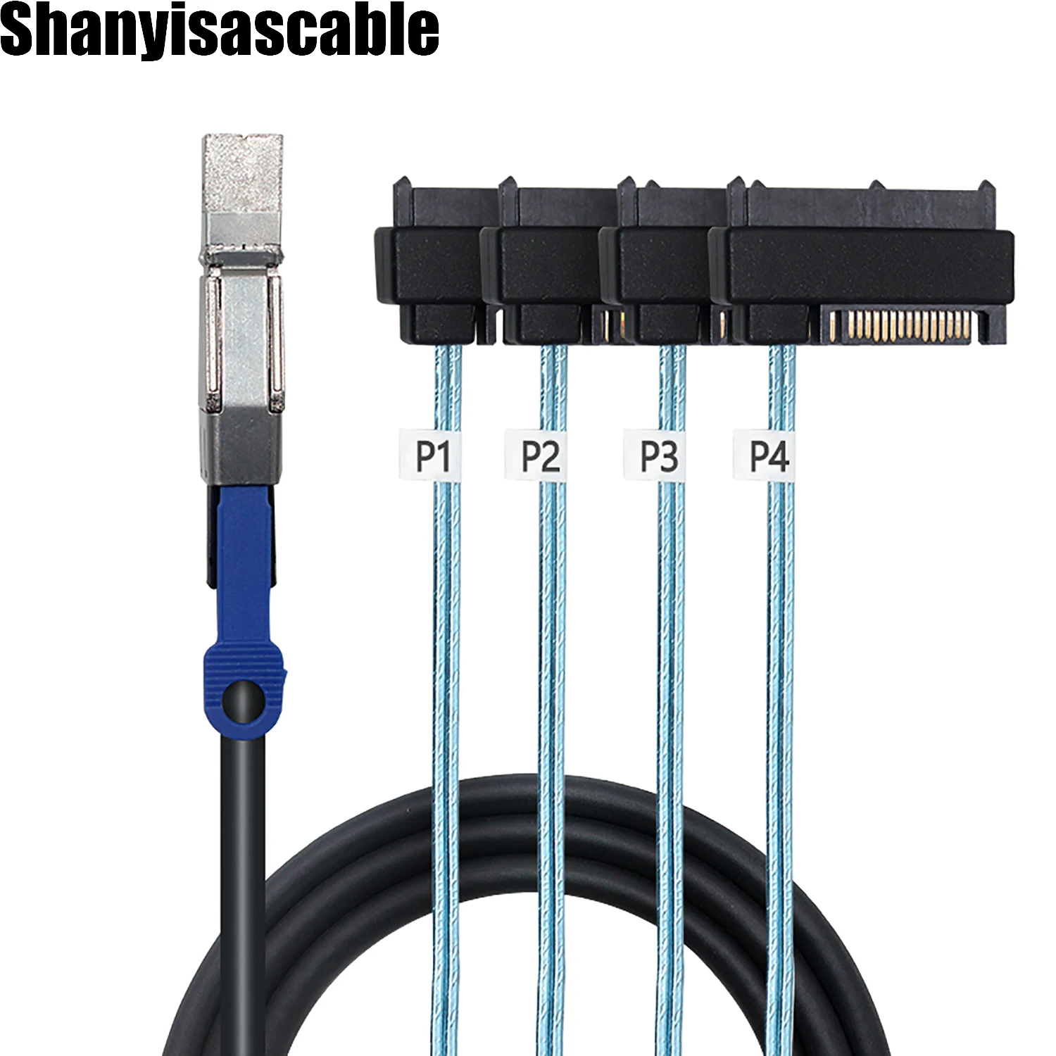 1.0M Mini SAS HD SFF-8644 to 4 x 29-Pin SAS SFF-8482 15pin sata male 2 in 1 Cable
