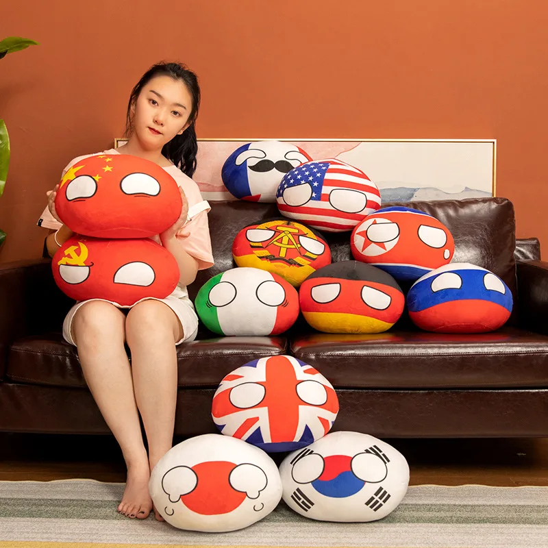 

20-30cm Kawaii Polandball Plush Toys Doll Stuffed Country Ball USA USSR FRANCE RUSSIA UK South Korea JAPAN EU CANANDA ITALY Gift