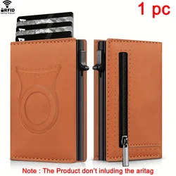 Men's Luxury RFID Carbon Fiber Magnetic Wallet with Zipper and Pop - Up Cardholder (Brown)